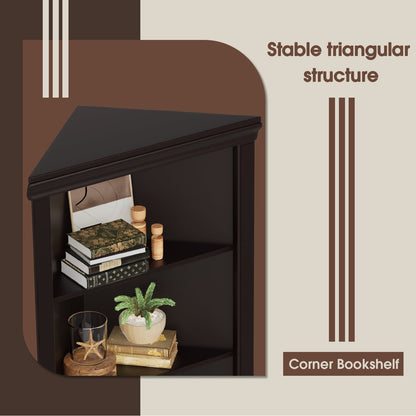 Furmax Corner Bookcase with Storage, Corner Bookshelf Stand Storage Rack for Living Room, Home Office, Kitchen, Small Space
