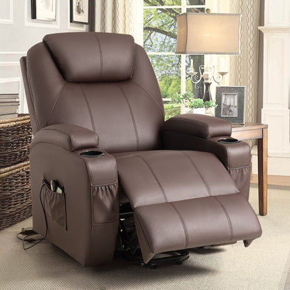 Furmax Electric Reclining Chair Elderly Lift Recliner with Massage and Heating Faux Leather