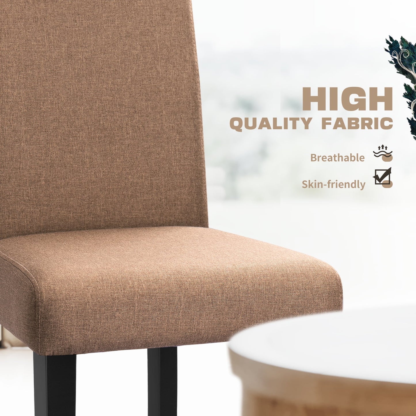 Furmax 4-Piece Upholstered Dining Chair with Wooden Legs, Fabric