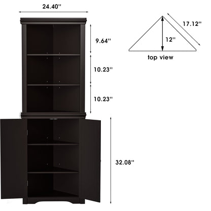 Furmax Corner Bookcase with Storage, Corner Bookshelf Stand Storage Rack for Living Room, Home Office, Kitchen, Small Space