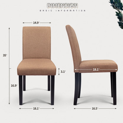 Furmax 4-Piece Upholstered Dining Chair with Wooden Legs, Fabric