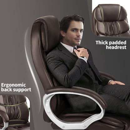 Furmax High Back Office Adjustable Ergonomic Desk Padded Armrests Executive PU Leather Swivel Task Chair with Lumbar Support