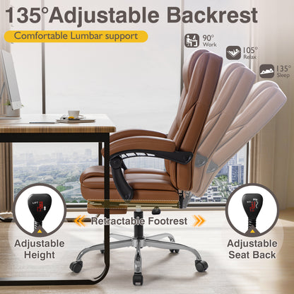 Furmax Reclining Computer Chair Ergonomic Executive Office Chair Height Adjustable Leather Chair With Armsrests