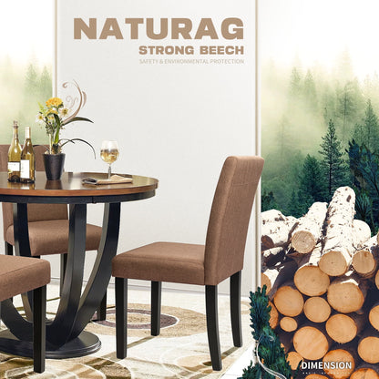 Furmax 4-Piece Upholstered Dining Chair with Wooden Legs, Fabric