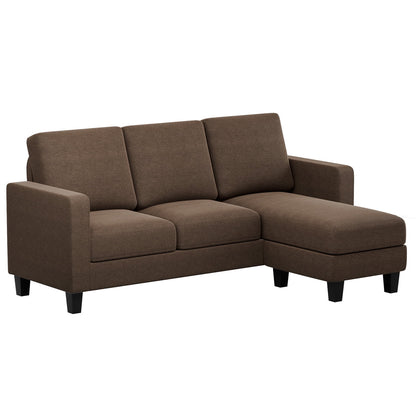 Furmax L-Shaped Sofa Convertible Sectional Sofa 3-Seater Sofa Set with Reversible Chair Linen Fabric Sofa