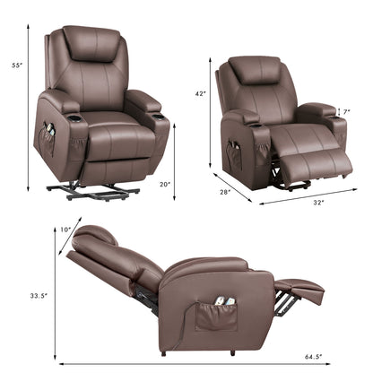Furmax Electric Reclining Chair Elderly Lift Recliner with Massage and Heating Faux Leather