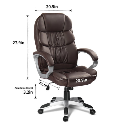 Furmax High Back Office Adjustable Ergonomic Desk Padded Armrests Executive PU Leather Swivel Task Chair with Lumbar Support