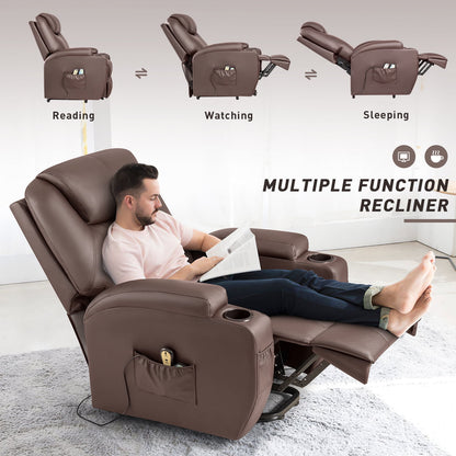 Furmax Electric Reclining Chair Elderly Lift Recliner with Massage and Heating Faux Leather