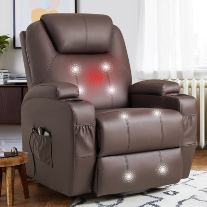 Furmax Electric Reclining Chair Elderly Lift Recliner with Massage and Heating Faux Leather