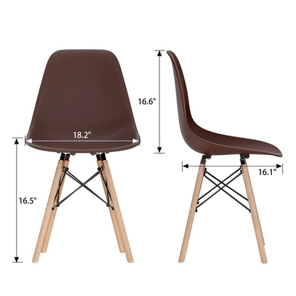 Furmax Pre Assembled Style Mid Century Modern DSW Shell Lounge Plastic Kitchen, Dining, Bedroom, Living Room Side Chairs Set of 4