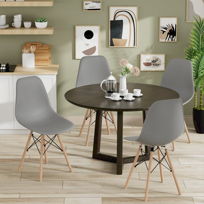 Furmax Pre Assembled Style Mid Century Modern DSW Shell Lounge Plastic Kitchen, Dining, Bedroom, Living Room Side Chairs Set of 4