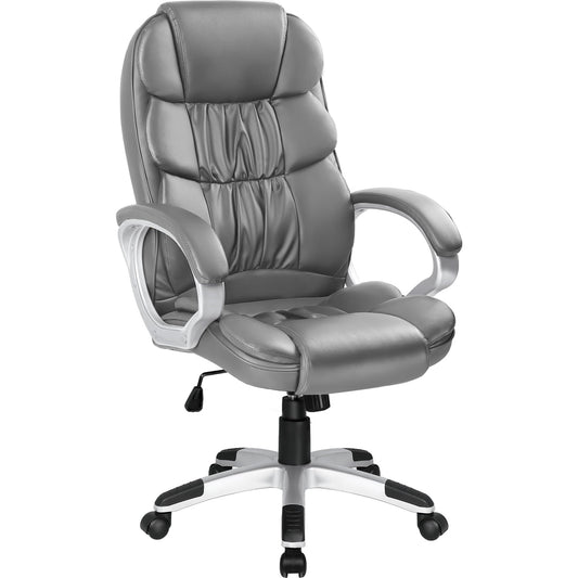 Furmax High Back Office Adjustable Ergonomic Desk Padded Armrests Executive PU Leather Swivel Task Chair with Lumbar Support