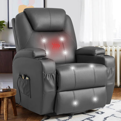 Furmax Electric Reclining Chair Elderly Lift Recliner with Massage and Heating Faux Leather
