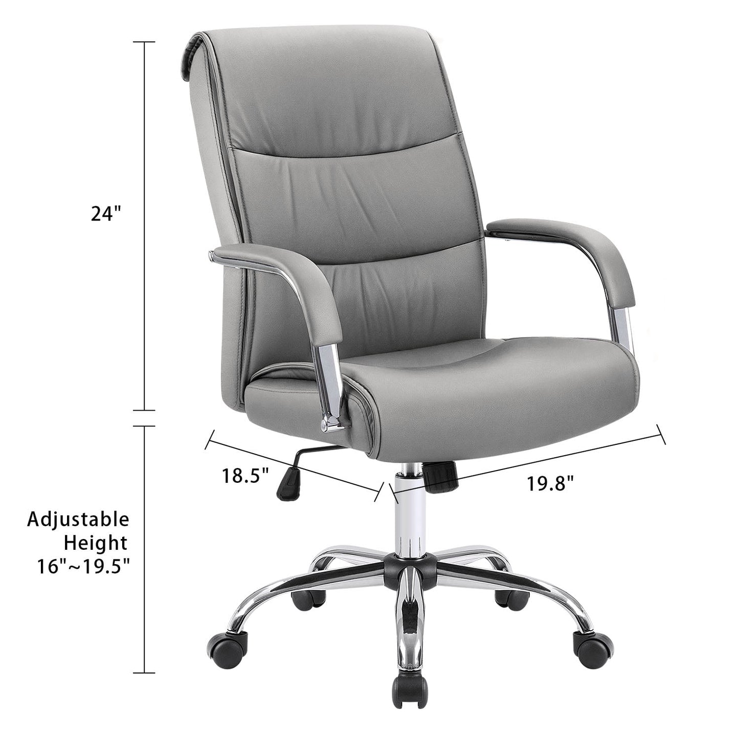 Furmax Office Chair Pu Leather Material Ergonomic 360 Degree Rotatable Waist Support, Leather Wrapped Armrest