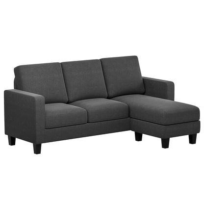 Furmax L-Shaped Sofa Convertible Sectional Sofa 3-Seater Sofa Set with Reversible Chair Linen Fabric Sofa