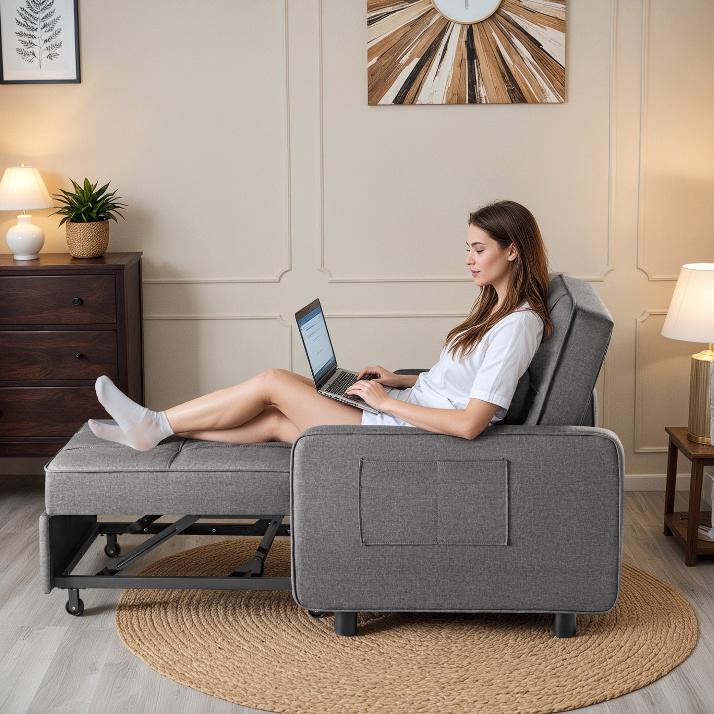Furmax Adjustable Sofa Chair Bed Convertible Sleeper Sofa Chair 3 in 1 for Living Room