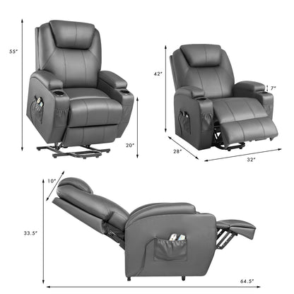 Furmax Electric Reclining Chair Elderly Lift Recliner with Massage and Heating Faux Leather