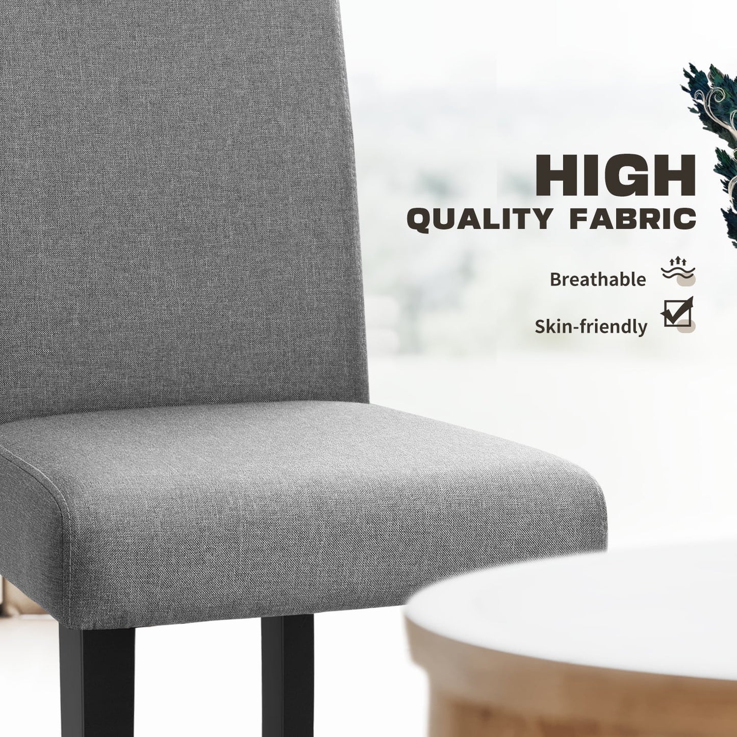 Furmax 4-Piece Upholstered Dining Chair with Wooden Legs, Fabric