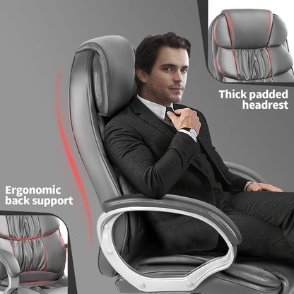 Furmax High Back Office Adjustable Ergonomic Desk Padded Armrests Executive PU Leather Swivel Task Chair with Lumbar Support