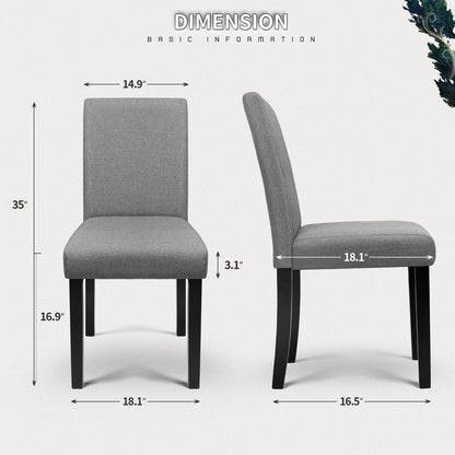 Furmax 4-Piece Upholstered Dining Chair with Wooden Legs, Fabric
