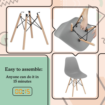 Furmax Pre Assembled Style Mid Century Modern DSW Shell Lounge Plastic Kitchen, Dining, Bedroom, Living Room Side Chairs Set of 4