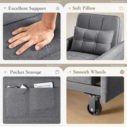Furmax Adjustable Sofa Chair Bed Convertible Sleeper Sofa Chair 3 in 1 for Living Room