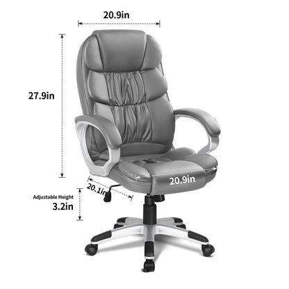 Furmax High Back Office Adjustable Ergonomic Desk Padded Armrests Executive PU Leather Swivel Task Chair with Lumbar Support