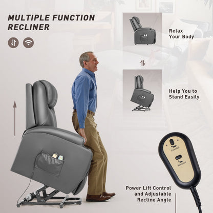 Furmax Electric Reclining Chair Elderly Lift Recliner with Massage and Heating Faux Leather