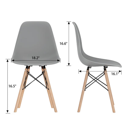 Furmax Pre Assembled Style Mid Century Modern DSW Shell Lounge Plastic Kitchen, Dining, Bedroom, Living Room Side Chairs Set of 4