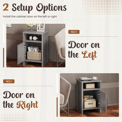 Furmax Farmhouse End Table, Nightstand Set of 2 with Barn Door and Shelf, Side Table for Living Room Bedroom