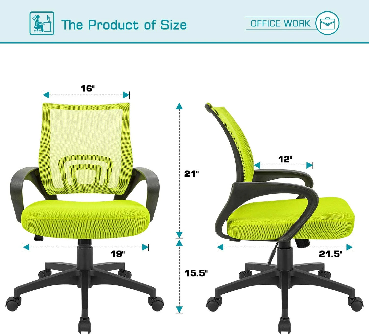 Furmax Mid Back Home Office Chair Mesh Desk Chair Ergonomic Swivel Task Chair with Lumbar Support