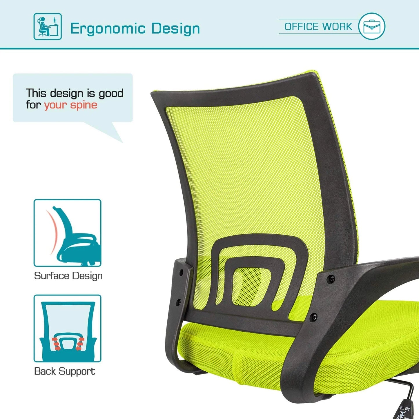 Furmax Mid Back Home Office Chair Mesh Desk Chair Ergonomic Swivel Task Chair with Lumbar Support