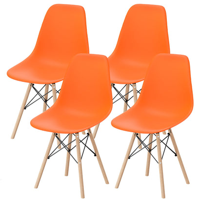 Furmax Pre Assembled Style Mid Century Modern DSW Shell Lounge Plastic Kitchen, Dining, Bedroom, Living Room Side Chairs Set of 4