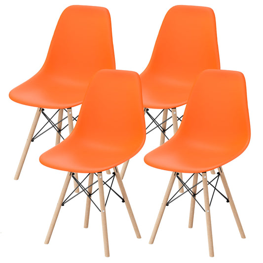 Furmax Pre Assembled Style Mid Century Modern DSW Shell Lounge Plastic Kitchen, Dining, Bedroom, Living Room Side Chairs Set of 4