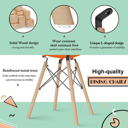 Furmax Pre Assembled Style Mid Century Modern DSW Shell Lounge Plastic Kitchen, Dining, Bedroom, Living Room Side Chairs Set of 4