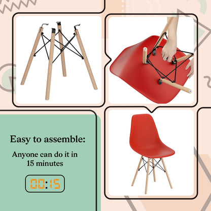 Furmax Pre Assembled Style Mid Century Modern DSW Shell Lounge Plastic Kitchen, Dining, Bedroom, Living Room Side Chairs Set of 4