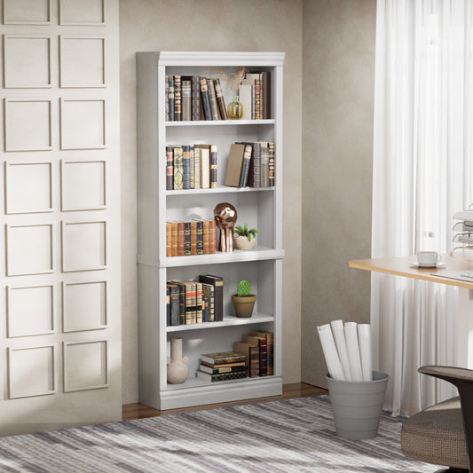 Furmax 5-Shelf Standard Wooden Corner Bookcase for Office,Living Room,Bedroom