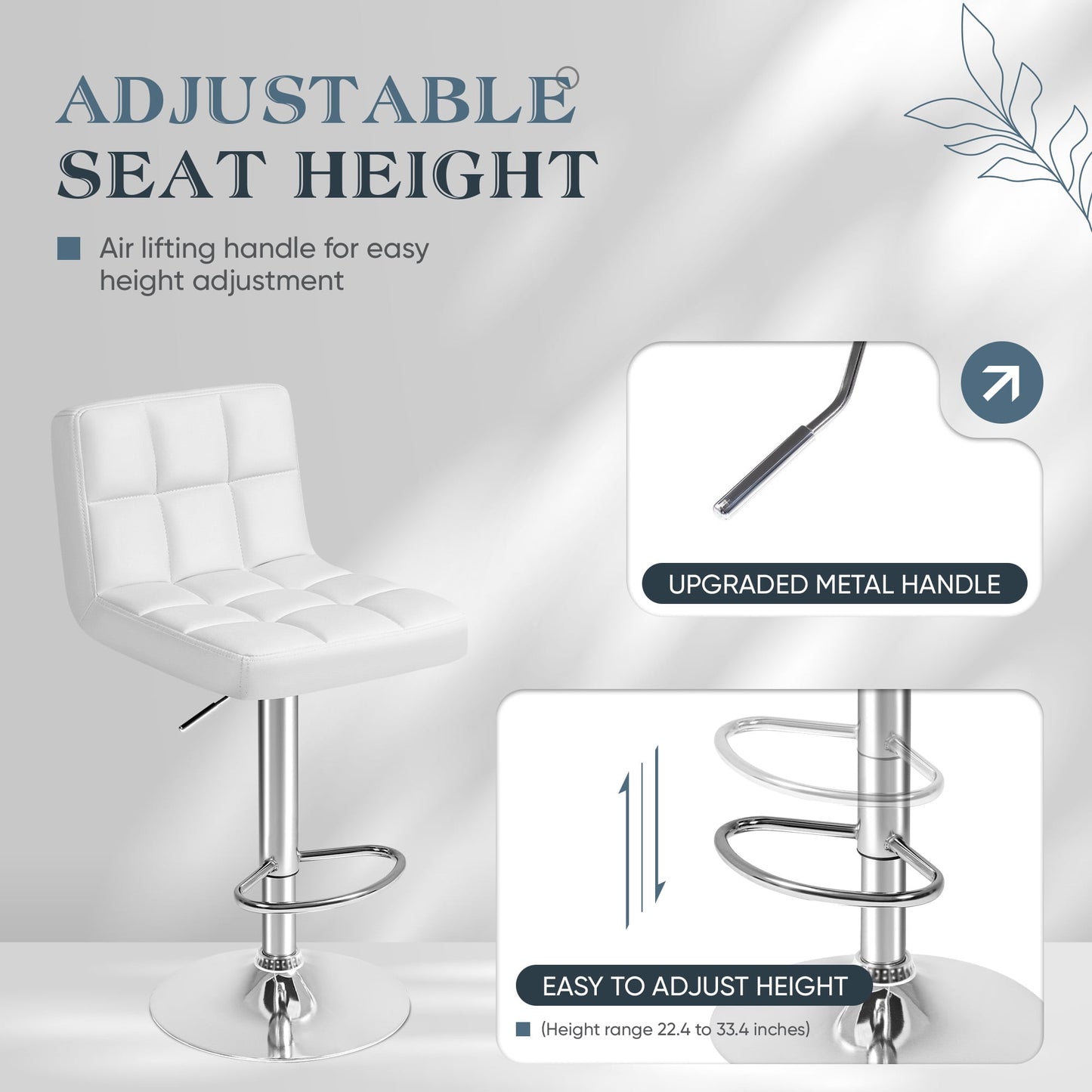 Furmax  Adjustable Armless Swivel Bar Stools with PU Leather, Set of 4
