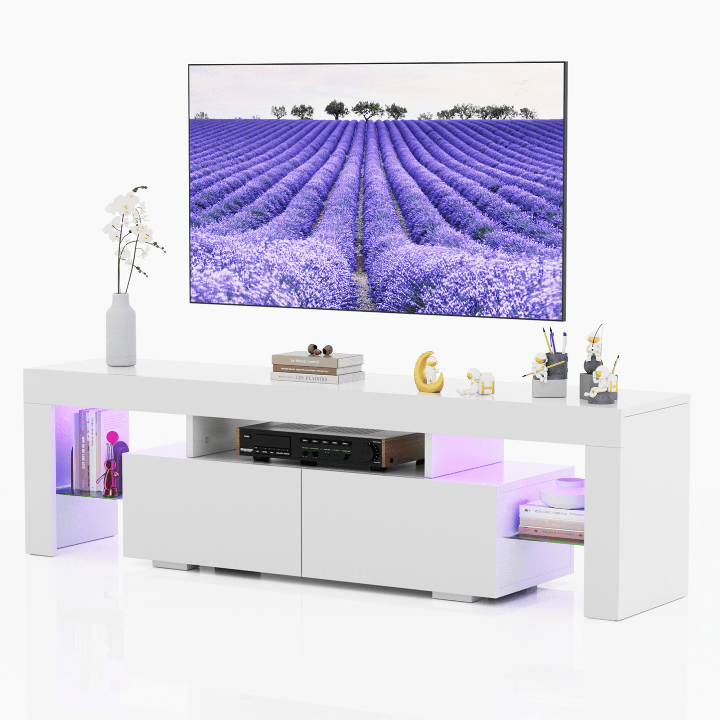FURMAX TV Stand with LED RGB Lights Flat Screen TV Cabinet