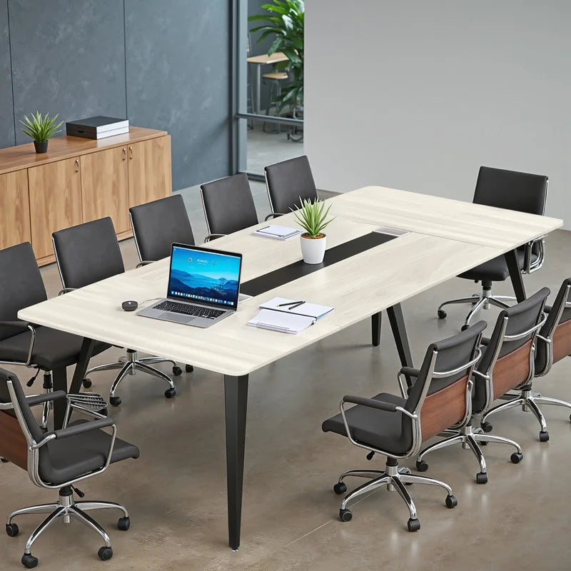 Furmax 8FT Conference Table for 10 People, 94.49L x 47.24W x 29.92H Inches Large Meeting Table with Cable Grommets, Modern Seminar Boardroom Table for Office Conference Room