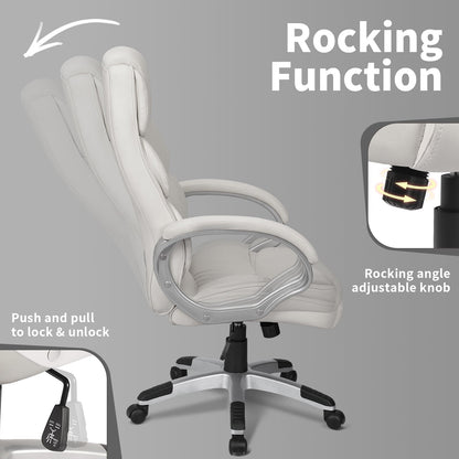 Furmax High Back Office Adjustable Ergonomic Desk Padded Armrests Executive PU Leather Swivel Task Chair with Lumbar Support