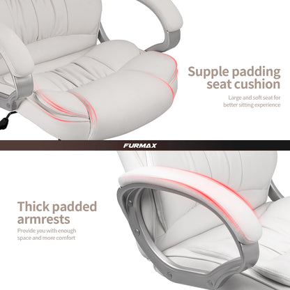 Furmax High Back Office Adjustable Ergonomic Desk Padded Armrests Executive PU Leather Swivel Task Chair with Lumbar Support