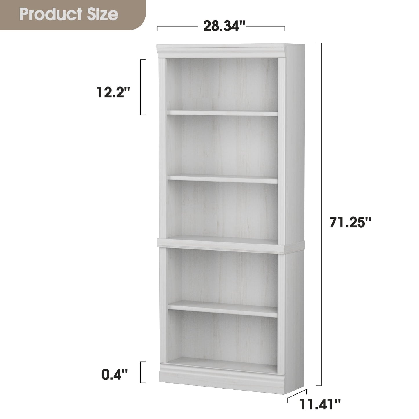 Furmax 5-Shelf Standard Wooden Corner Bookcase for Office,Living Room,Bedroom