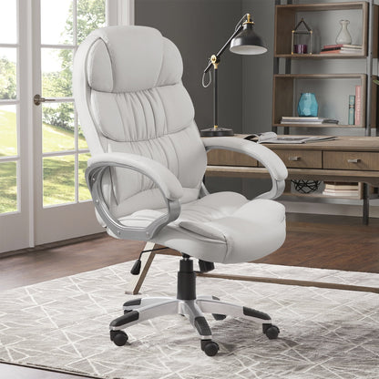 Furmax High Back Office Adjustable Ergonomic Desk Padded Armrests Executive PU Leather Swivel Task Chair with Lumbar Support