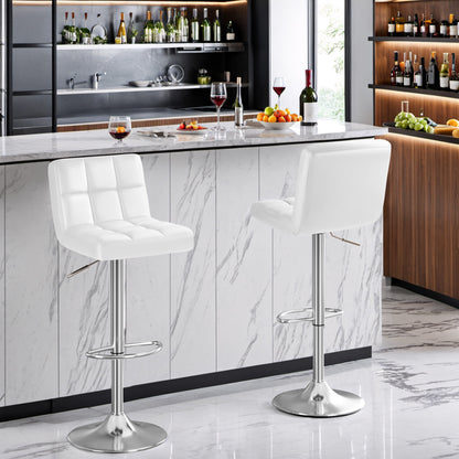 Furmax  Adjustable Armless Swivel Bar Stools with PU Leather, Set of 4