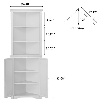 Furmax Corner Bookcase with Storage, Corner Bookshelf Stand Storage Rack for Living Room, Home Office, Kitchen, Small Space