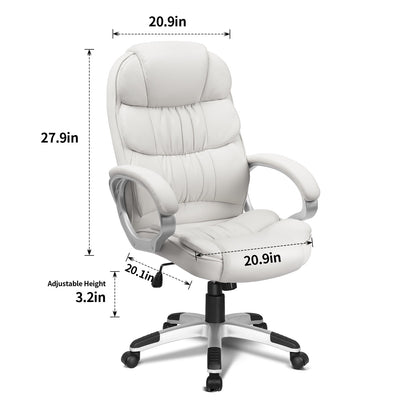 Furmax High Back Office Adjustable Ergonomic Desk Padded Armrests Executive PU Leather Swivel Task Chair with Lumbar Support
