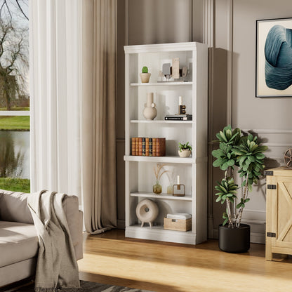 Furmax 5-Shelf Standard Wooden Corner Bookcase for Office,Living Room,Bedroom