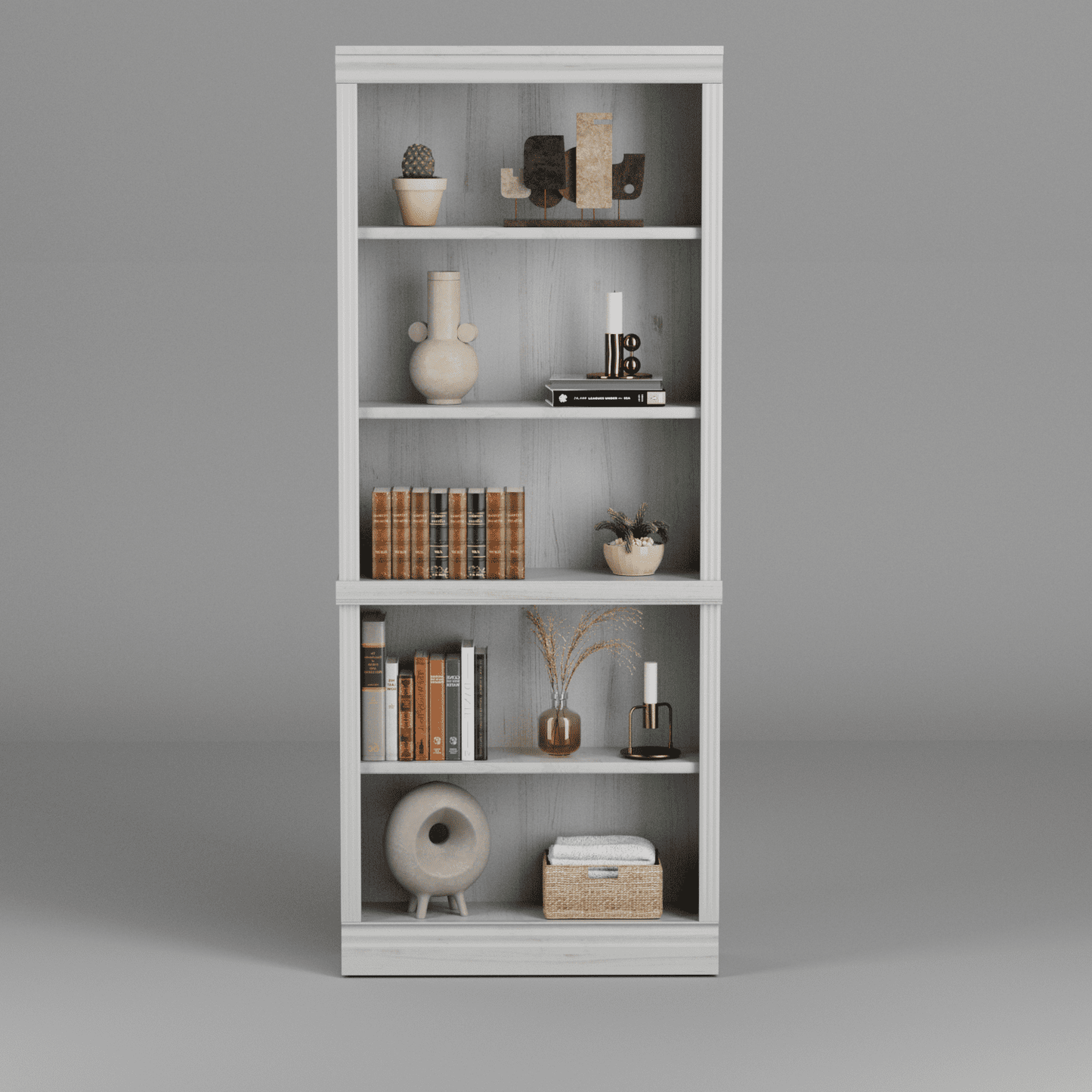 Furmax 5-Shelf Standard Wooden Corner Bookcase for Office,Living Room,Bedroom