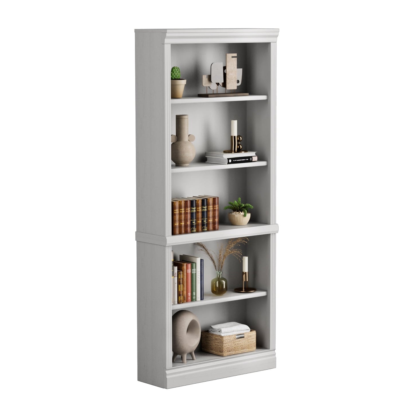 Furmax 5-Shelf Standard Wooden Corner Bookcase for Office,Living Room,Bedroom